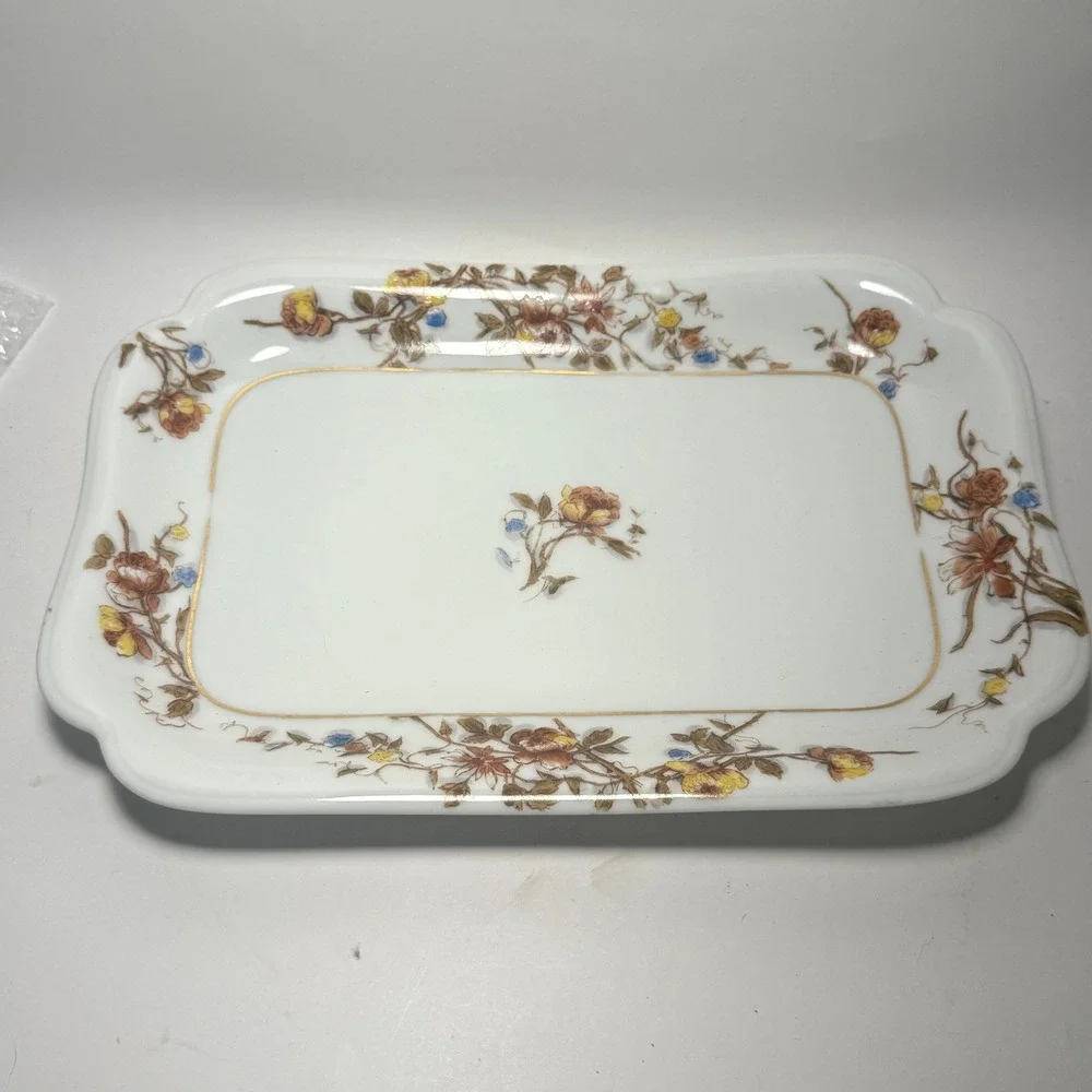 Haviland Limoges France Floral Porcelain Rectangular Platter‎ Tray H&Co L 12x8